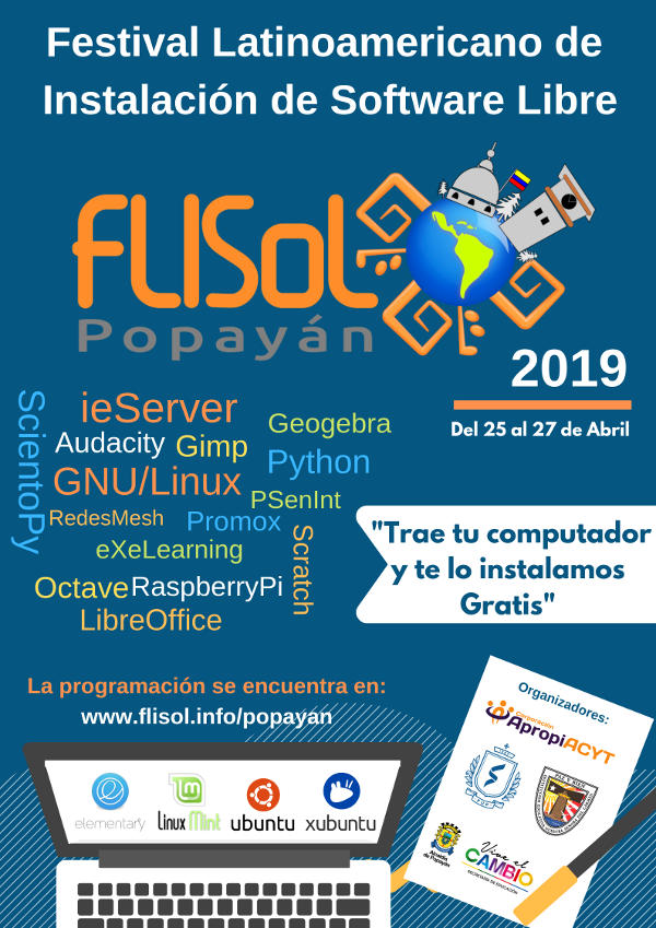 Afiche FLISoL 2019 Popayán